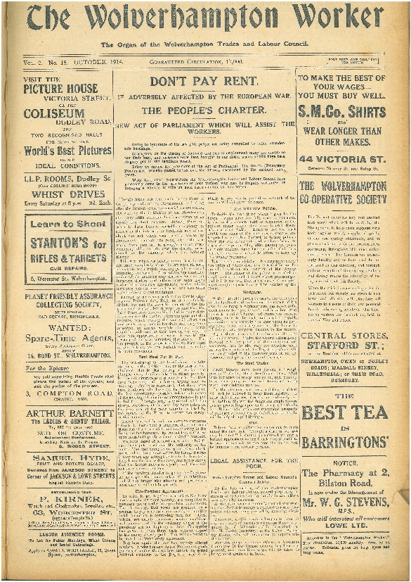 The Wolverhampton Worker Oct 1914